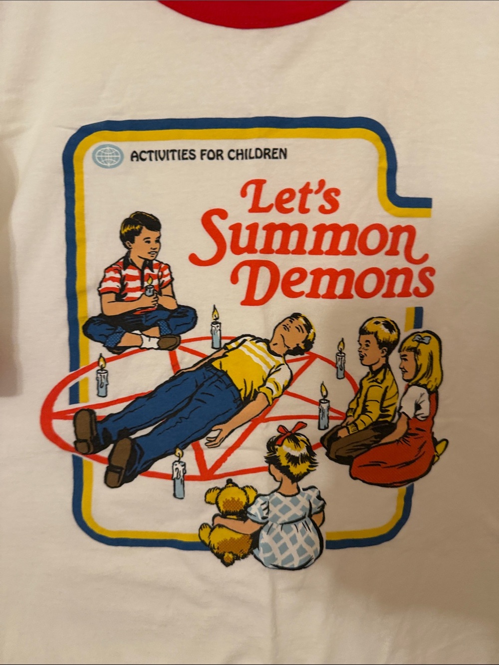 Hot Topic White & Red 'Let's Summon Demons' Graphic Ringer Tee - Picture 3 of 4